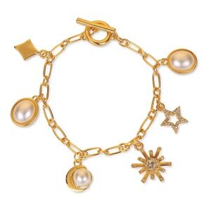 Charter Club Gold Bracelet with Pearl Charms